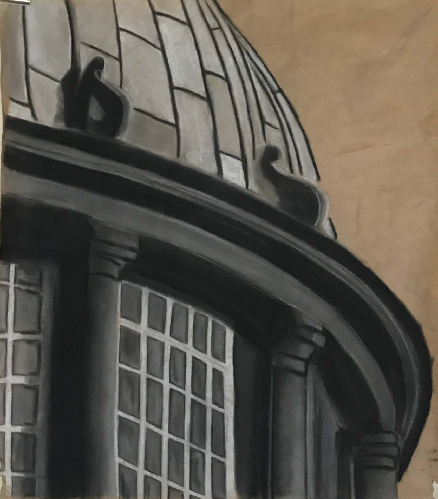 Übergroße Architekturdetails mit Kreide