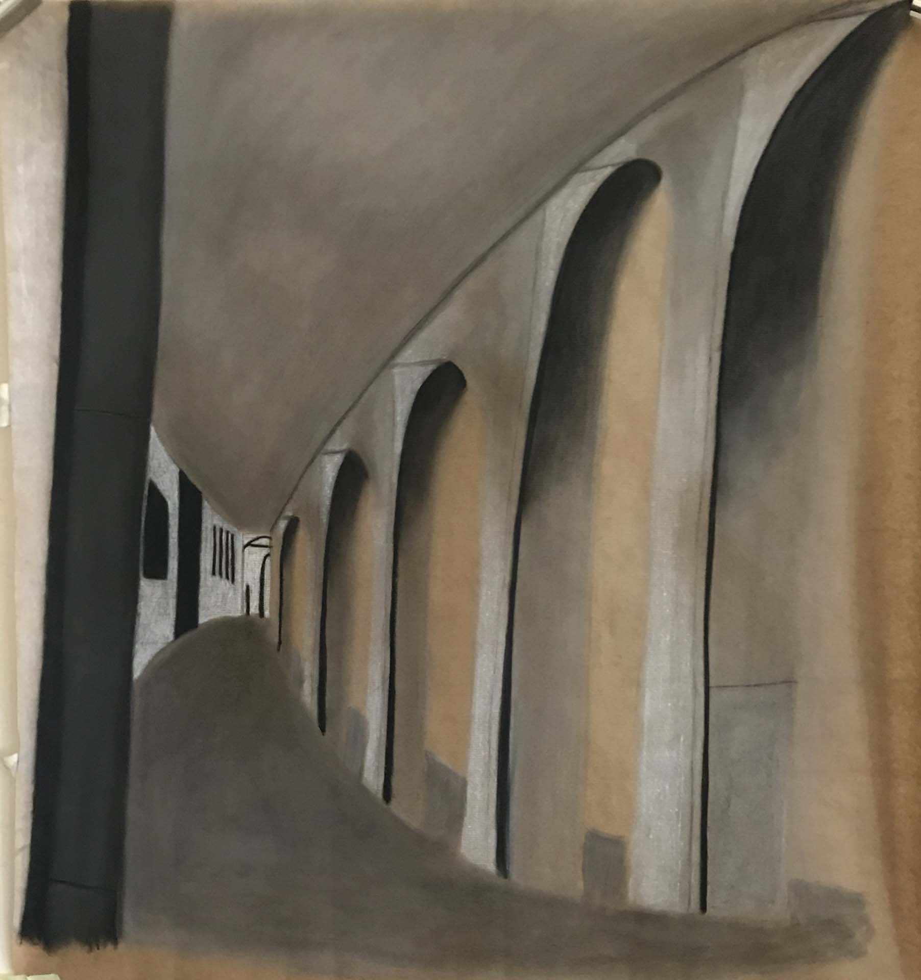 Übergroße Architekturdetails mit Kreide