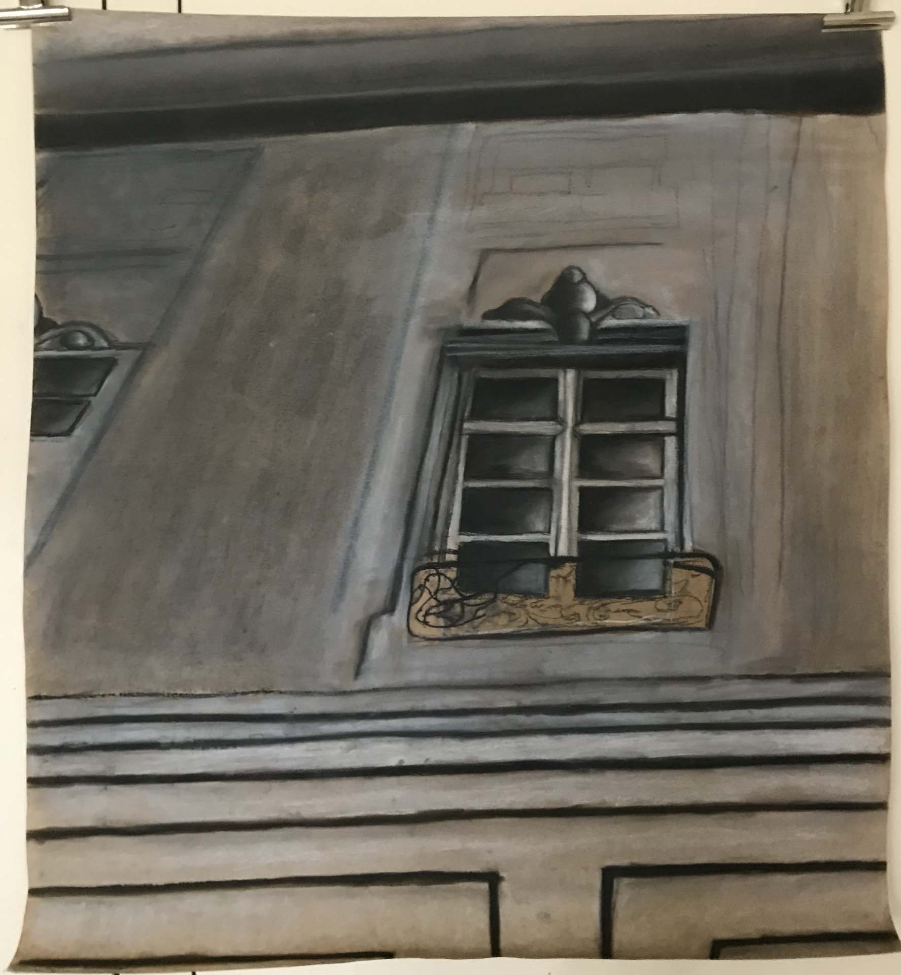 Übergroße Architekturdetails mit Kreide