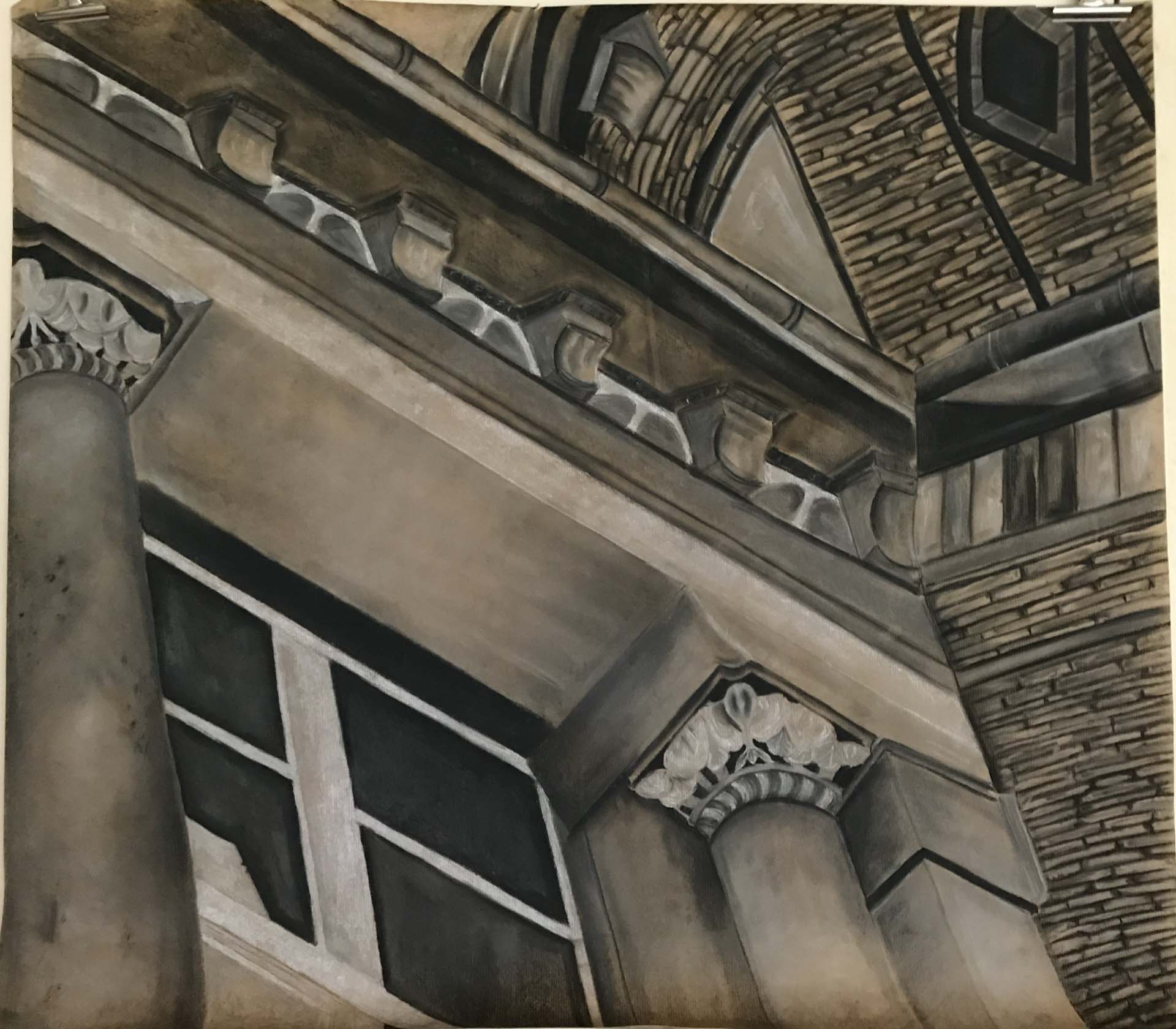 Übergroße Architekturdetails mit Kreide