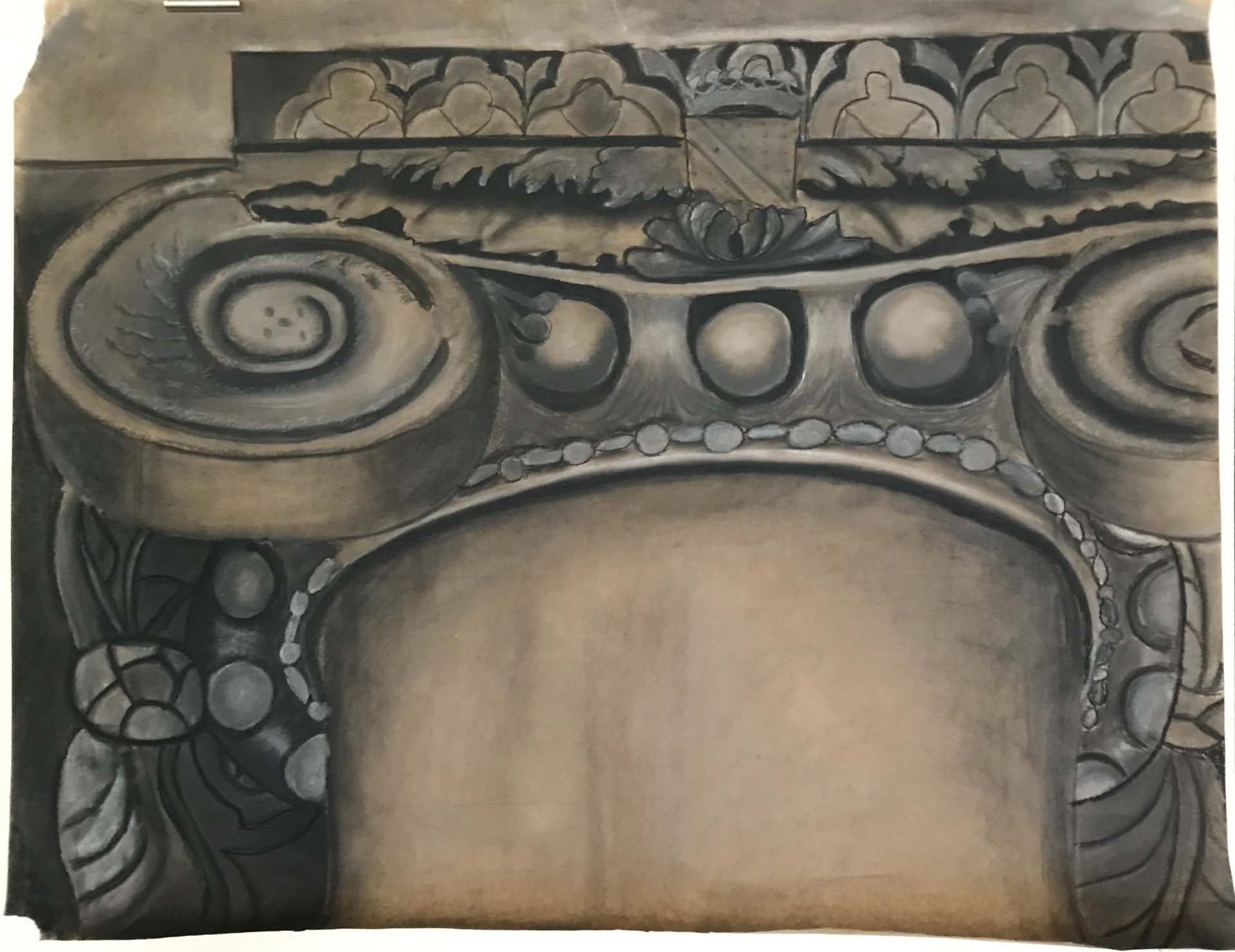 Übergroße Architekturdetails mit Kreide