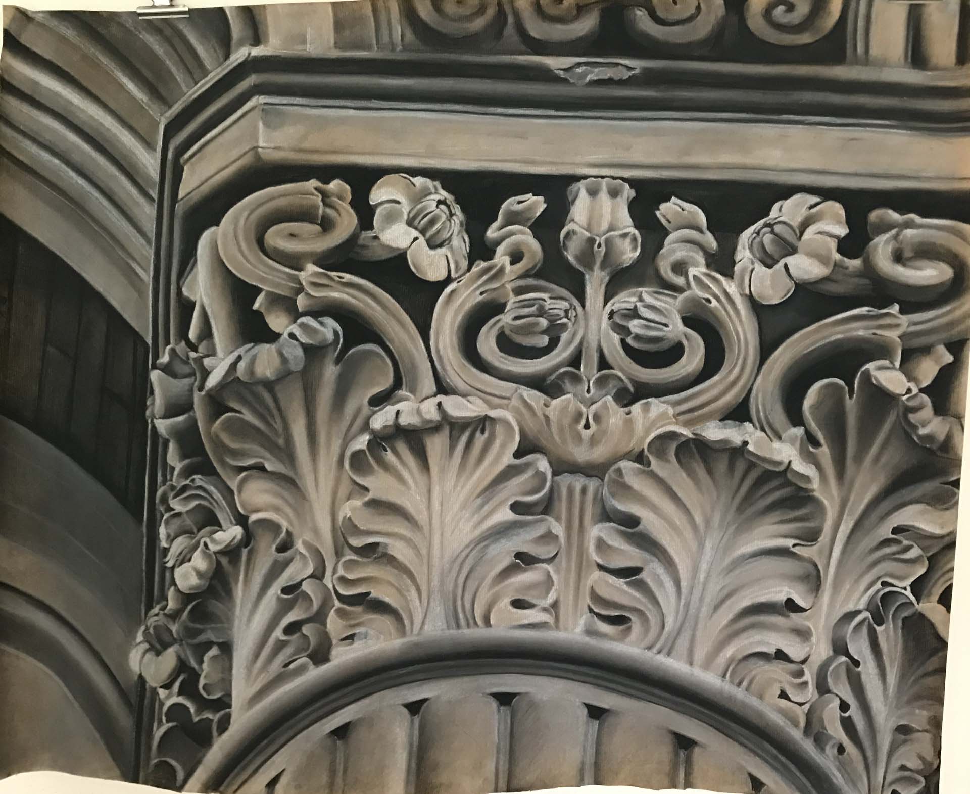 Übergroße Architekturdetails mit Kreide